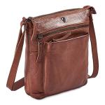 Real Leather Purse for Women Crossbody Bag Travel Shoulder Handbag Small Vintage Pocketbook (Cognac Washed Vintage)