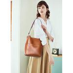 BROMEN Women Handbag Designer Vegan Leather Hobo Handbags Shoulder Bucket Cross body Purse Brown