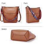 BROMEN Women Handbag Designer Vegan Leather Hobo Handbags Shoulder Bucket Cross body Purse Brown