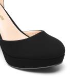 DREAM PAIRS Women's Platform Chunky High Heels Closed Toe Block Ankle Strap Dress Bridal Party Wedding Shoes,Size 8,Black-Nubuck,DWUMPU2534