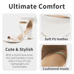 Reimferce Chunky Heels for Women Wedding: White 7.5 Comfortable Ladies Bow Heel Sandals for Prom Party - Bridal Dressy Walking Shoes