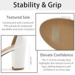 Reimferce Chunky Heels for Women Wedding: White 7.5 Comfortable Ladies Bow Heel Sandals for Prom Party - Bridal Dressy Walking Shoes