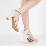 Reimferce Chunky Heels for Women Wedding: White 7.5 Comfortable Ladies Bow Heel Sandals for Prom Party - Bridal Dressy Walking Shoes