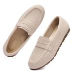 Vespiero Loafers for Women Comfortable Slip on Work Flats Shoes Womens Dressy Casual Walking Shoes Nude Knit Fabric Size 8
