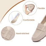 Vespiero Loafers for Women Comfortable Slip on Work Flats Shoes Womens Dressy Casual Walking Shoes Nude Knit Fabric Size 8