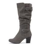 Ruiee Women's Slouchy Knee High Boots with Chunky Heel, Pointed Toe, Comfortable and Fashionable Fall Winter Boots for Women.230301 Grey ZPU Size8.5