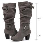 Ruiee Women's Slouchy Knee High Boots with Chunky Heel, Pointed Toe, Comfortable and Fashionable Fall Winter Boots for Women.230301 Grey ZPU Size8.5