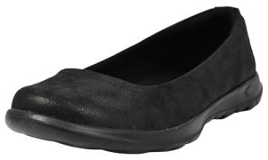 Skechers Womens Go Walk Lite-15395 Ballet Flat, Black/Black, 10 US