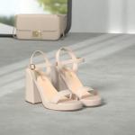 DREAM PAIRS Heels for Women Block Chunky Platform High Heels Open Toe GISELLE Fashion Wedding Party Evening Prom Dance Ankle Strap Dress Pump Sandals Shoes,Size 9,Nude