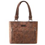 Wrangler Tote Bag for Women Multi Pockets shoulder bag western purse Medium leather like Handbags with Woven Top-Handle WG78-G8317CF