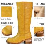 VBDB Banana Knee High Boots for Women Square Toe Chunky Block Heel Long Boots Women’s Comfortable Low Heel Womens Boots Size 8