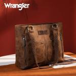 Wrangler Tote Bag for Women Multi Pockets shoulder bag western purse Medium leather like Handbags with Woven Top-Handle WG78-G8317CF