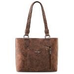 Wrangler Tote Bag for Women Multi Pockets shoulder bag western purse Medium leather like Handbags with Woven Top-Handle WG78-G8317CF