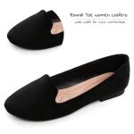 SAILING LU Women Round Toe Flats Comfortable Ballet Flat Shoes for Women Dressy Black Slip-ons Loafers Black Size 7.5
