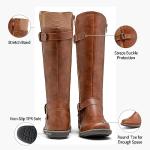 Jeossy Women's 9656 Knee-High Boots Brown Fashion Riding Boots with Buckle Size 8 (DJY9656 brown 08)