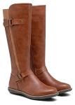 Jeossy Women's 9656 Knee-High Boots Brown Fashion Riding Boots with Buckle Size 8 (DJY9656 brown 08)