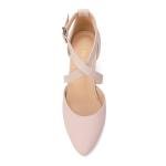 BUEUPU Women's Comfortable 3In Heel Pumps Closed Toe Dress Shoes for Women (Nude Nubuck 9.5)