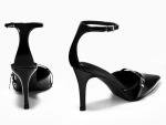 Coutgo Womens High Heels Closed Pointed Toe Ankle Buckle Strap Sexy Pumps Wedding Party Dress Shoes, Black, Size 10