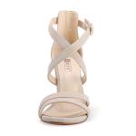 IDIFU Women's Chunky Heel Sandal Strappy Open Toe Ankle Strap Dress Shoes for Women Bridesmaid Ladies in Wedding Evening Homecoming Prom (Nude Nubuck, 7.5 M US)