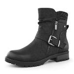 Hawkwell Women's Combat Boots Fashion Side Zipper Buckle Ankle Booties,Black PU,10 M US