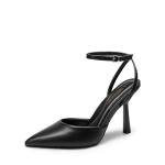 DREAM PAIRS High Heels for Women Closed Pointed Toe Dress Shoes for Women Ankle Strap Stiletto Heel Party Wedding Sexy Pump Shoes,Size 8,Black-Pu,SDPU2496W