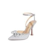 DREAM PAIRS Women's High Heels Destiny Closed Toe Strappy Heels Sexy Rhinestone Ankle Strap Pumps Wedding Bridal Party Dress Shoes Destiny,Size 8,Silver,SDPU2208W