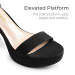 DREAM PAIRS Women's Platform Chunky High Heeled Sandals Open Toe Block Heels Ankle Strap Dress Shoes for Wedding Party Evening,Size 11,Black-Suede,DWUMHS2508