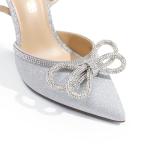 DREAM PAIRS Women's High Heels Destiny Closed Toe Strappy Heels Sexy Rhinestone Ankle Strap Pumps Wedding Bridal Party Dress Shoes Destiny,Size 8,Silver,SDPU2208W