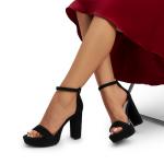 DREAM PAIRS Women's Platform Chunky High Heeled Sandals Open Toe Block Heels Ankle Strap Dress Shoes for Wedding Party Evening,Size 11,Black-Suede,DWUMHS2508