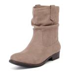 Ruiee Women's Ankle Boots - Slouchy Fashion Low Calf Flat Booties Comfortable Round Toe Fall Winter Casual Short Boots for Women. 240974 Beige MF Size9