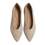 TINGRISE Women's Flats Shoes Pointed Toe Knit Ballet Comfortable Dressy Slip On Flat Beige US7