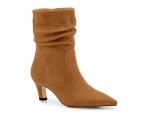 Coutgo Women's Slouchy Ankle Boots Low Kitten Heel Pointed Toe Booties Side Zipper Fall Shoes, Brown, Size 8