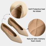 TINGRISE Women's Flats Shoes Pointed Toe Knit Ballet Comfortable Dressy Slip On Flat Beige US7