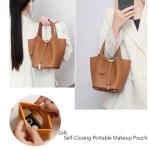 Genuine Leather Lock Design Bucket Bag Vegetable Basket, Fashionable and Versatile Satchel Handbag