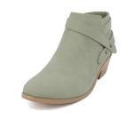 Soda SWEETEN Women's Fashion Closed Toe Multi Strap Ankle Bootie Block Heel (Sage Nubuck Sweeten, medium numeric_10)
