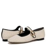 Sam Edelman Women's Michaela Mary Jane Flat, Linen Raffia, 7