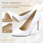 IDIFU Women's IN4 Classic Pointed Toe High Heels Pumps Wedding Dress Office Shoes (White PU, 11 B(M) US)