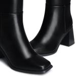 CELLENZ Women's Knee High Boots: Comfortable Gogo Chunky Boot - Black Leather Tall Boots for Women - Wide Calf Fall Winter Boot Size 8