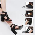 AOSPHIRAYLIAN Chunky Heeled Sandals for Womens Bohemian Cutout Open Toe Summer Block Heeled Party Sandals
