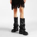 VOMIRA Slouchy Boots Fold Over Boot for Women Wide Calf Boot Black Platform Boots