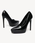 NEWBELLA Women's Platform Pumps Stiletto Heels Pointed Toe Slip On Dress Shoes-High Heels for Wedding, Party Black