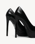 NEWBELLA Women's Platform Pumps Stiletto Heels Pointed Toe Slip On Dress Shoes-High Heels for Wedding, Party Black