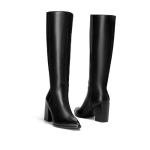 vivianly Women's Knee-High Boots, Sexy Pointed Toe Block Heel Zipper, Fashion Retro High Boots