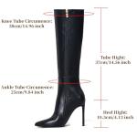 Elisabet Tang 4 inch Women's Knee High Long Boots, Stiletto Tall Pointed Toe Heeled Boot Leather Suede Comfortable Sexy Suede Size 9