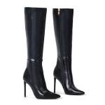 Elisabet Tang 4 inch Women's Knee High Long Boots, Stiletto Tall Pointed Toe Heeled Boot Leather Suede Comfortable Sexy Suede Size 9