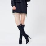 Elisabet Tang 4 inch Women's Knee High Long Boots, Stiletto Tall Pointed Toe Heeled Boot Leather Suede Comfortable Sexy Suede Size 9