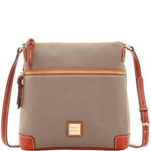 Dooney & Bourke Women's Crossbody in Pebble Grain Leather, Large Handbag with Adjustable Shoulder Strap, Taupe