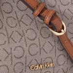 Calvin Klein Women's Hailey Signature Triple Compartment Chain Crossbody, Textured Almond/Taupe/Caramel Linear, One Size