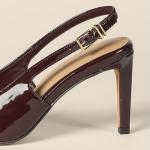 Amazon Essentials Women's Slingback Heels, Brown Patent, 12