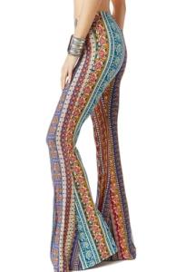 Vintage Women's Print Bell Bottom Flare Palazzo Pants